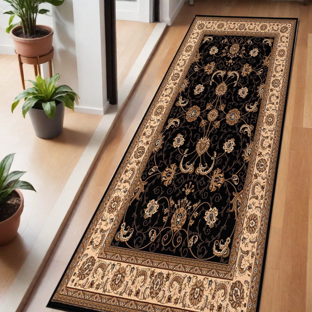 Beige And Cream Polypropylene Oriental Runner Rug, 2′ × 6′