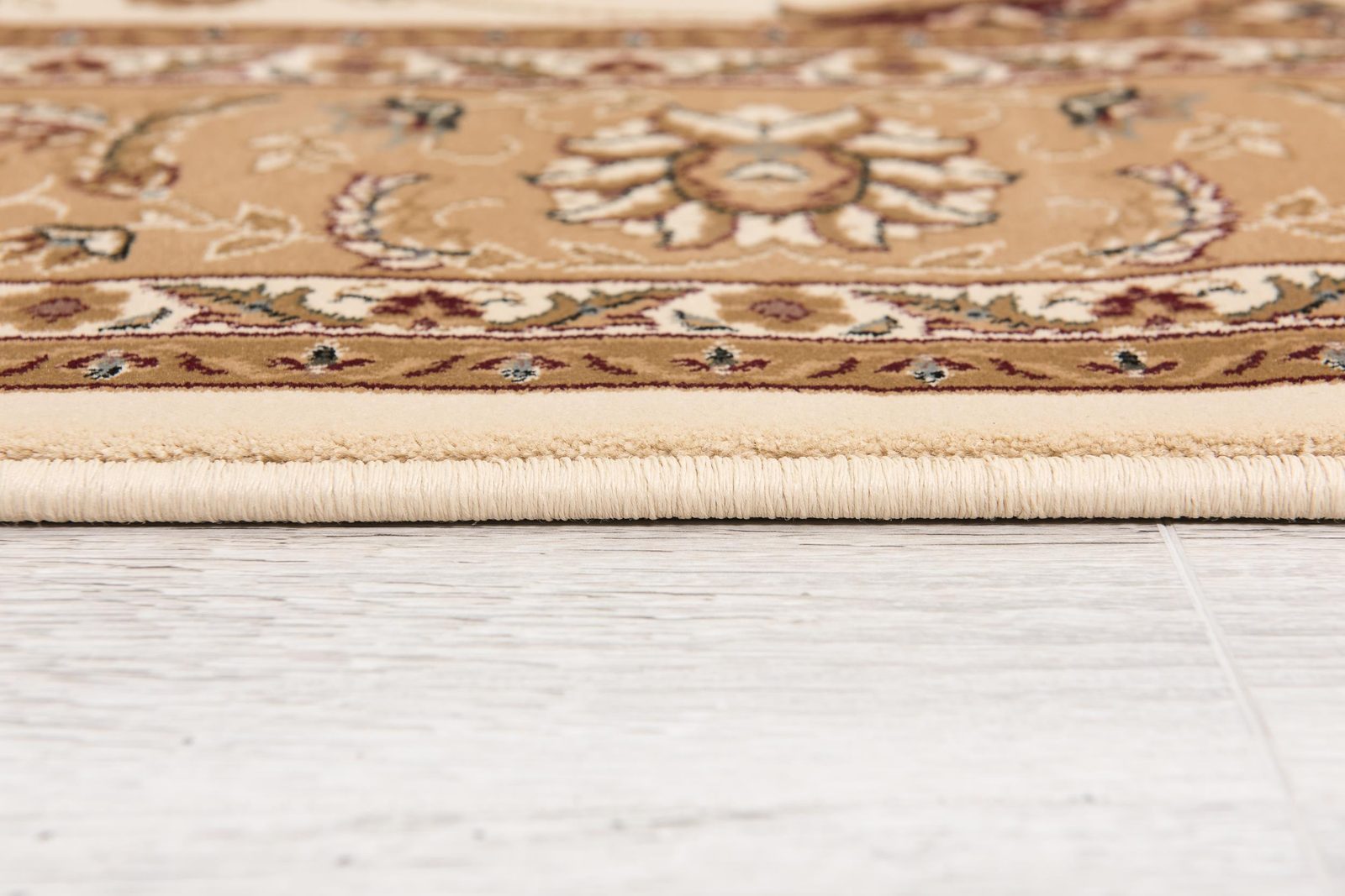 Beige And Cream Polypropylene Oriental Runner Rug