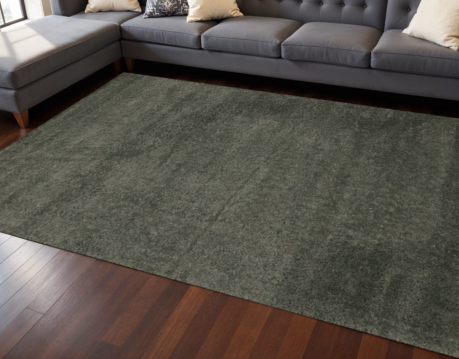Dark Green Polypropylene Rectangle Area Rug, 8′ × 11′