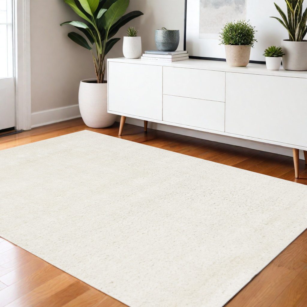 Modern Cream Polypropylene Rectangle Area Rug