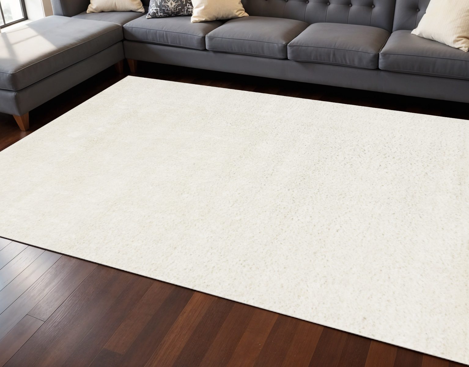 Modern Cream Polypropylene Rectangle Area Rug, 7′ × 10′