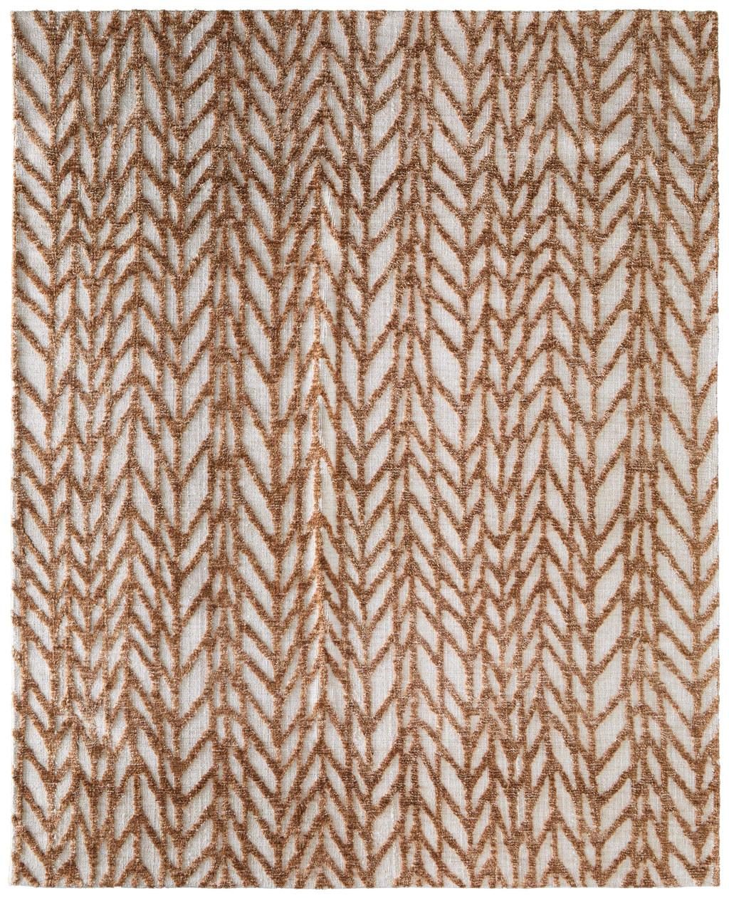 Brown and Tan Chevron Polyester Cotton Blend Area Rug