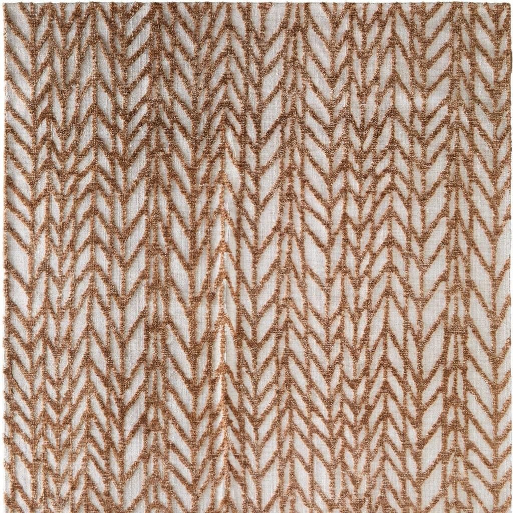 Brown and Tan Chevron Polyester Cotton Blend Area Rug