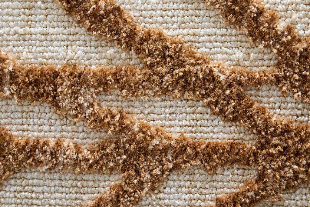 Brown and Tan Chevron Polyester Cotton Blend Area Rug