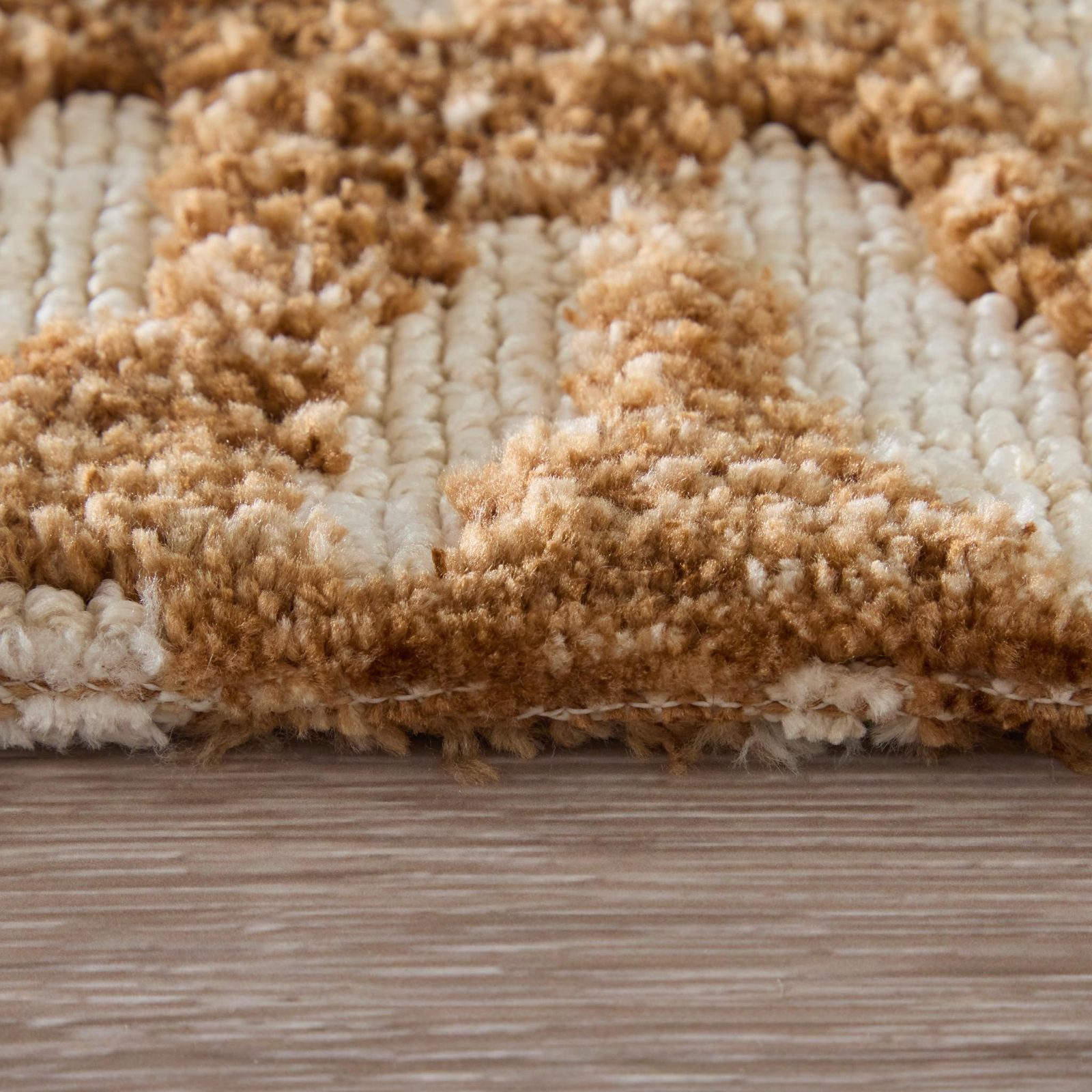 Brown and Tan Chevron Polyester Cotton Blend Area Rug
