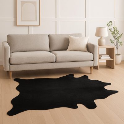 6′ × 7′ Black Cowhide Area Rug