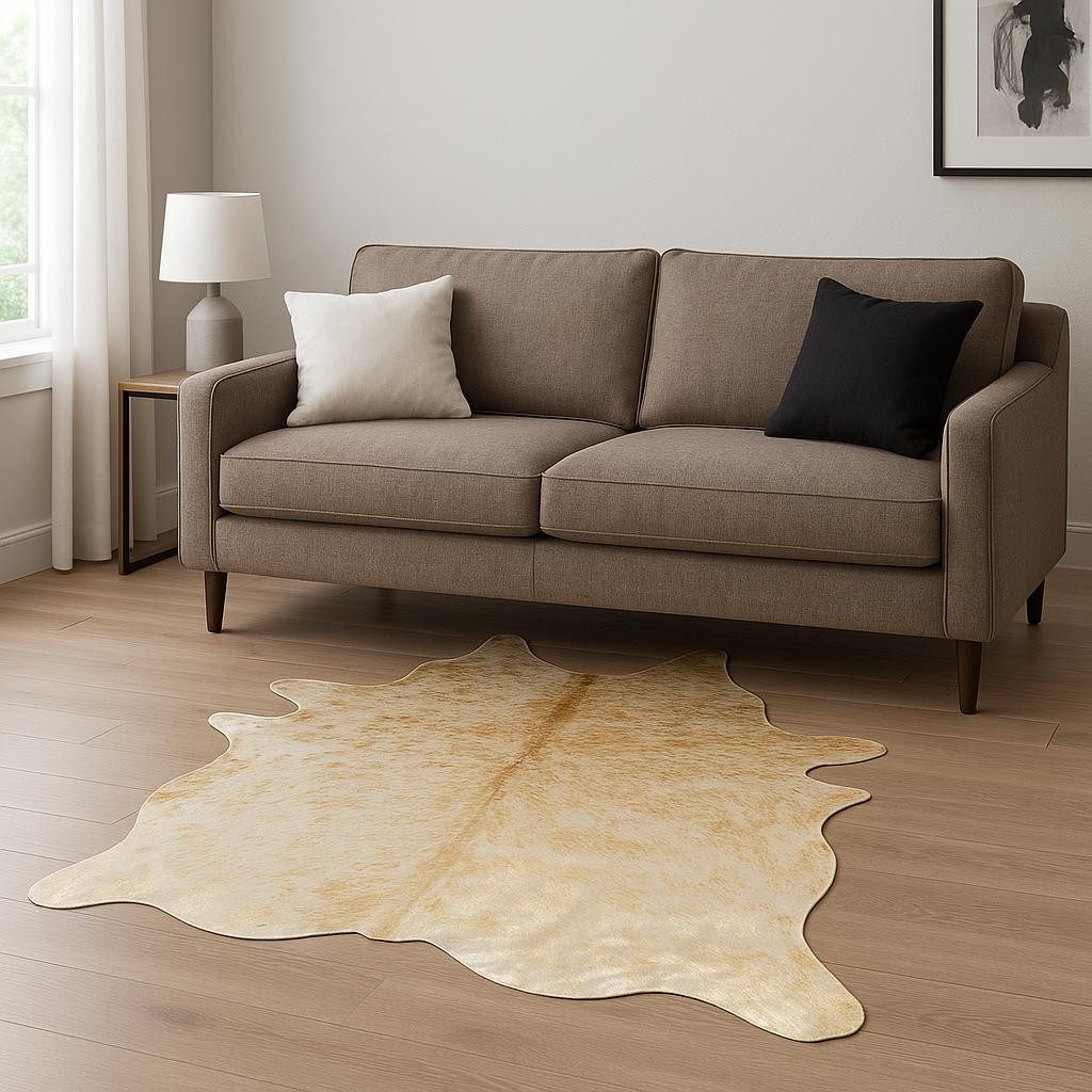 6′ X 7′ Natural Cowhide Print Area Rug