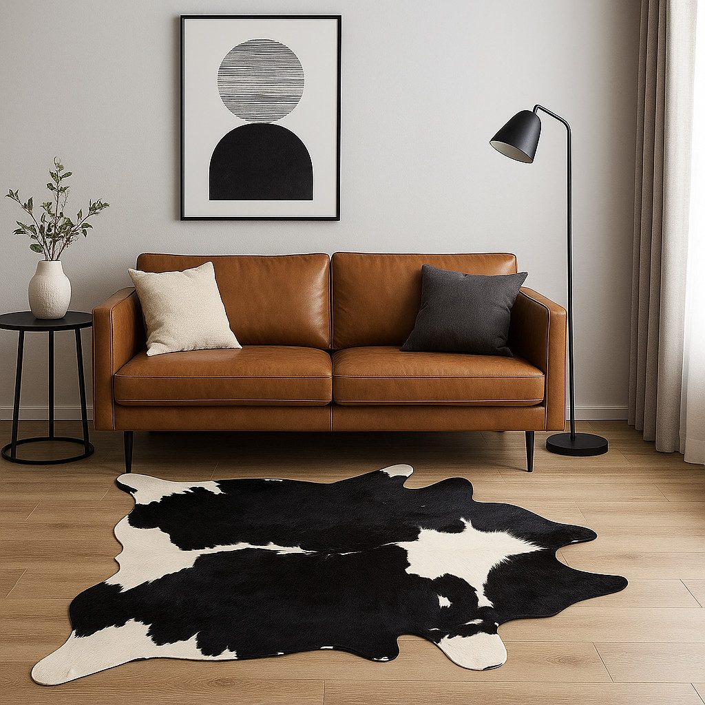 6′ X 7′ Black and White Cowhide Area Rug