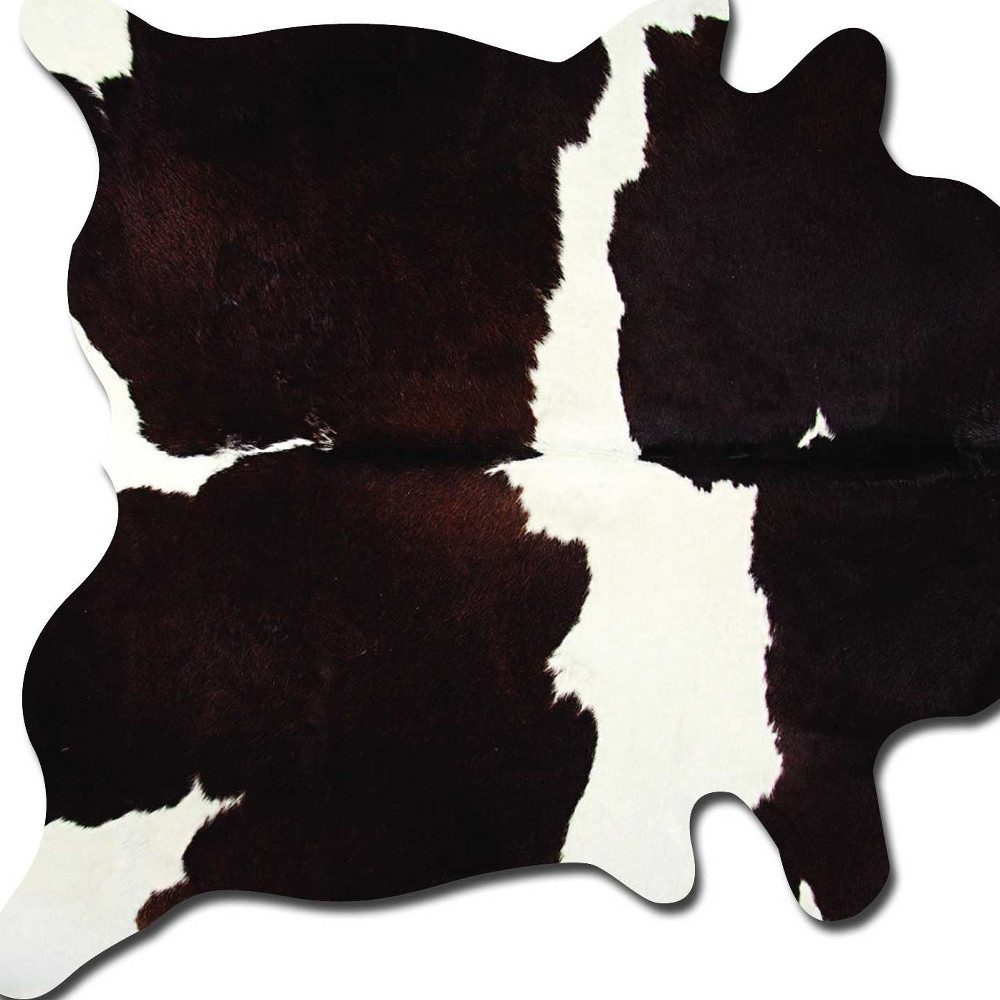 6′ X 7′ Brown and White Cowhide Print Area Rug