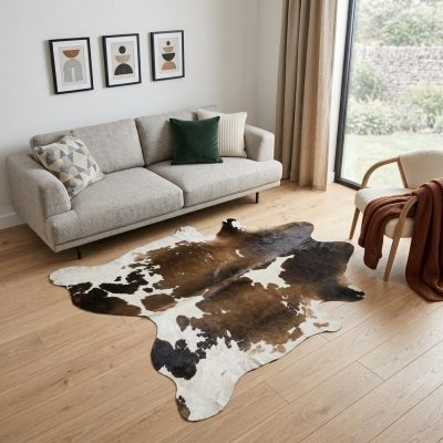 72″ X 84″ Taupe and White Cowhide Area Rug