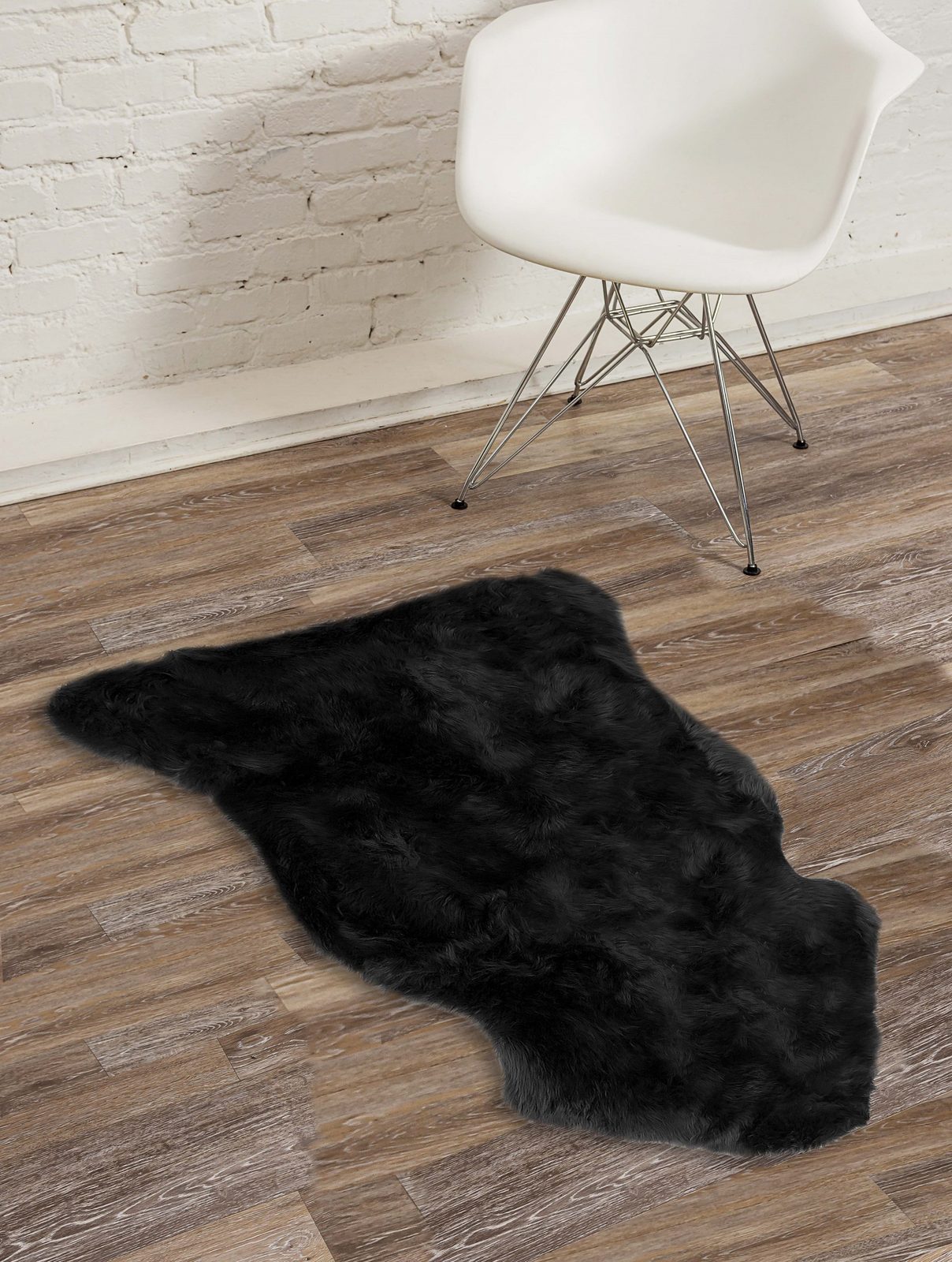 2′ X 3′ Black Shag Sheepskin Area Rug