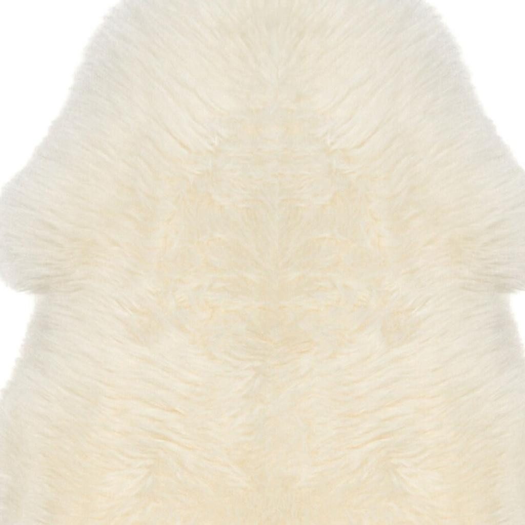 2′ X 3′ White Natural Sheepskin Wool Area Rug