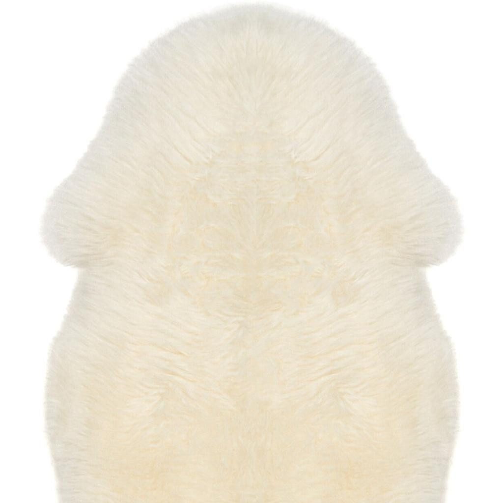 2′ X 3′ White Natural Sheepskin Wool Area Rug