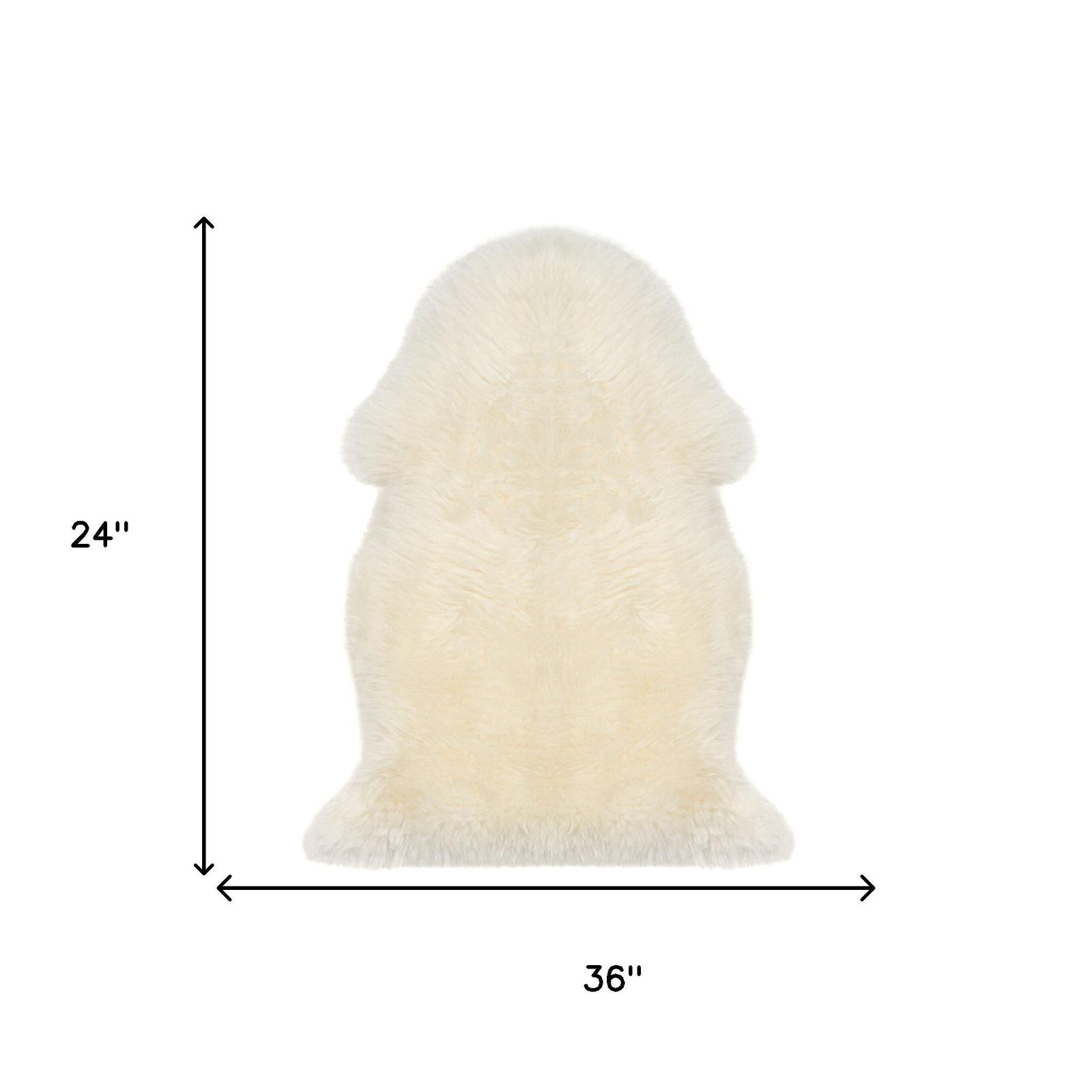 2′ X 3′ White Natural Sheepskin Wool Area Rug
