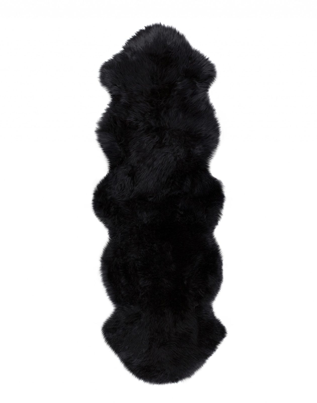 6′ Black Genuine Sheepskin Animal Print Shag Area Rug