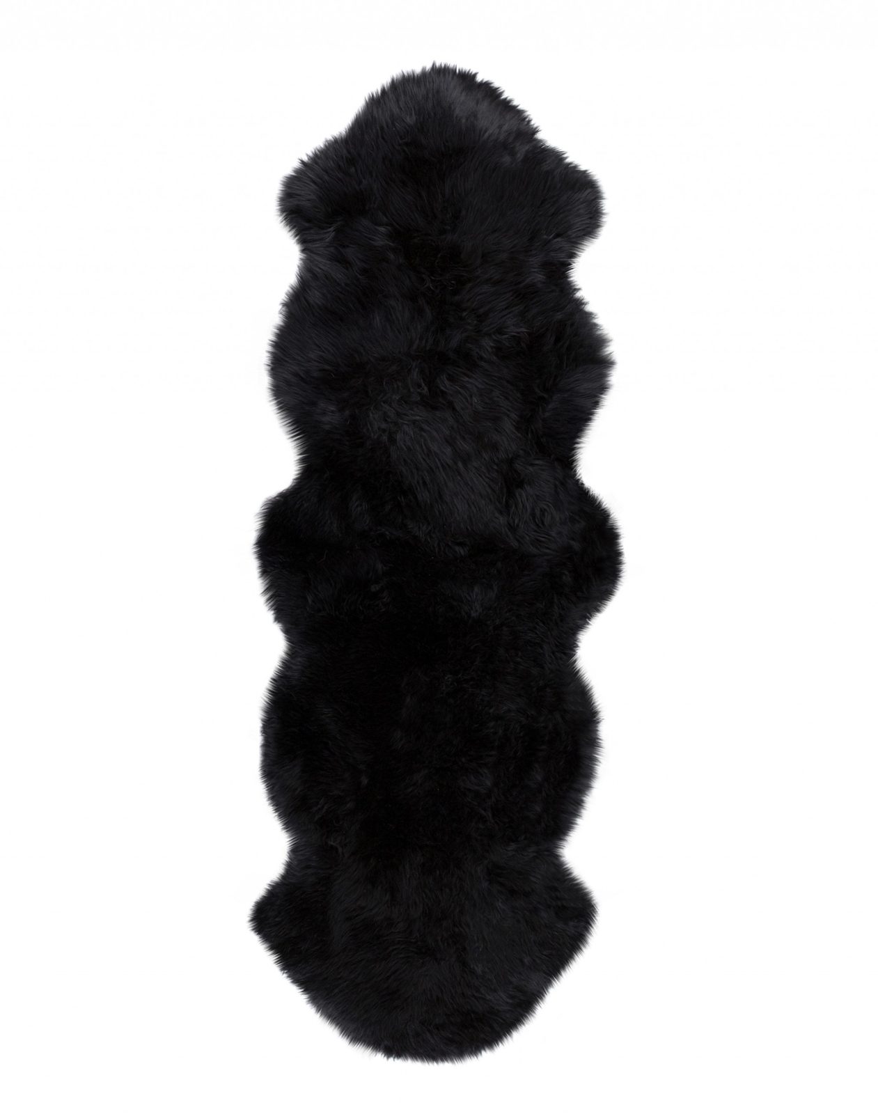 6′ Black Genuine Sheepskin Animal Print Shag Area Rug