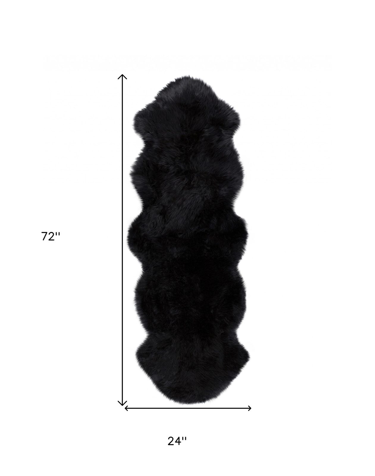 6′ Black Genuine Sheepskin Animal Print Shag Area Rug