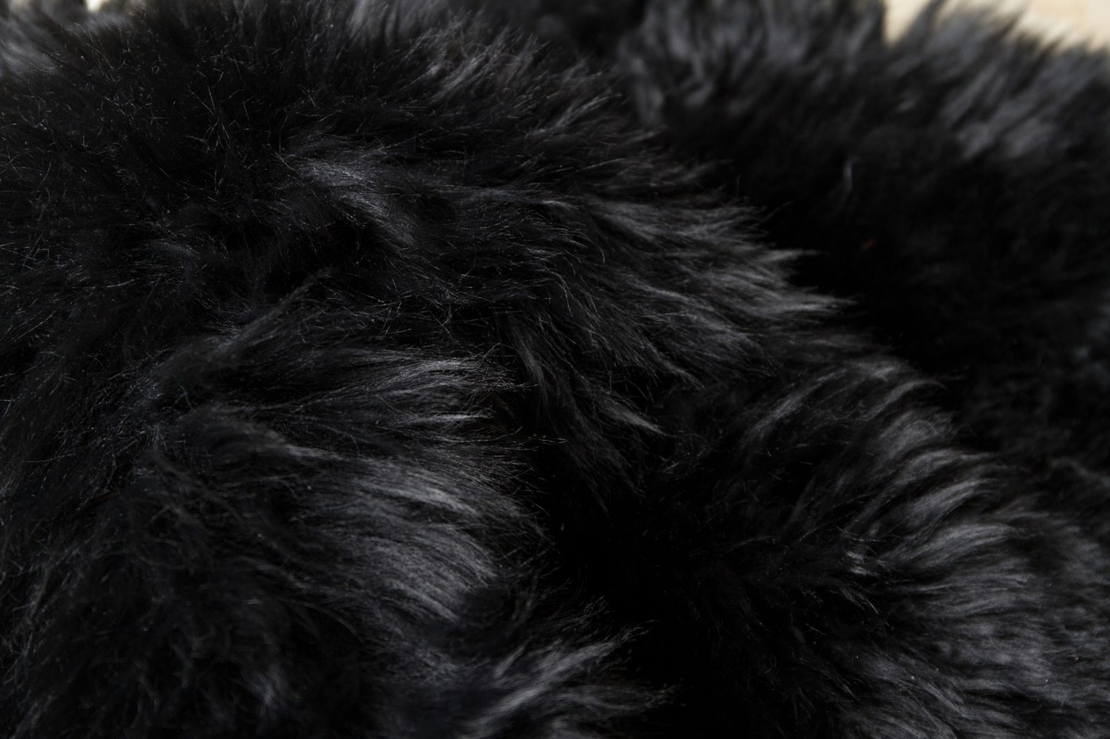 6′ Black Genuine Sheepskin Animal Print Shag Area Rug