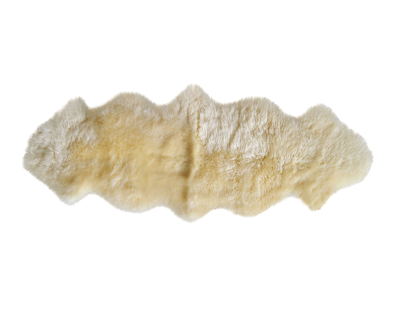 6′ Gold and White Wool Shag Sheepskin Runner