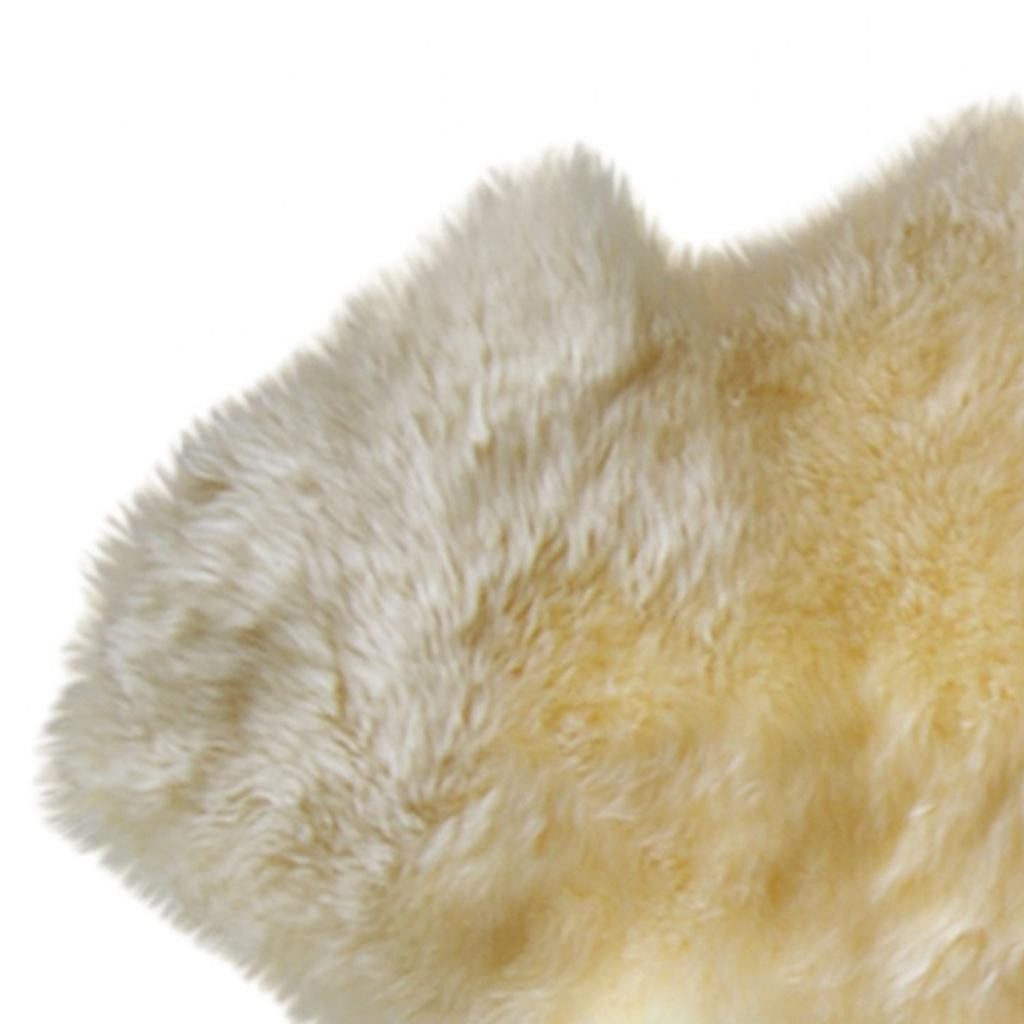 6′ Gold and White Wool Shag Sheepskin Runner