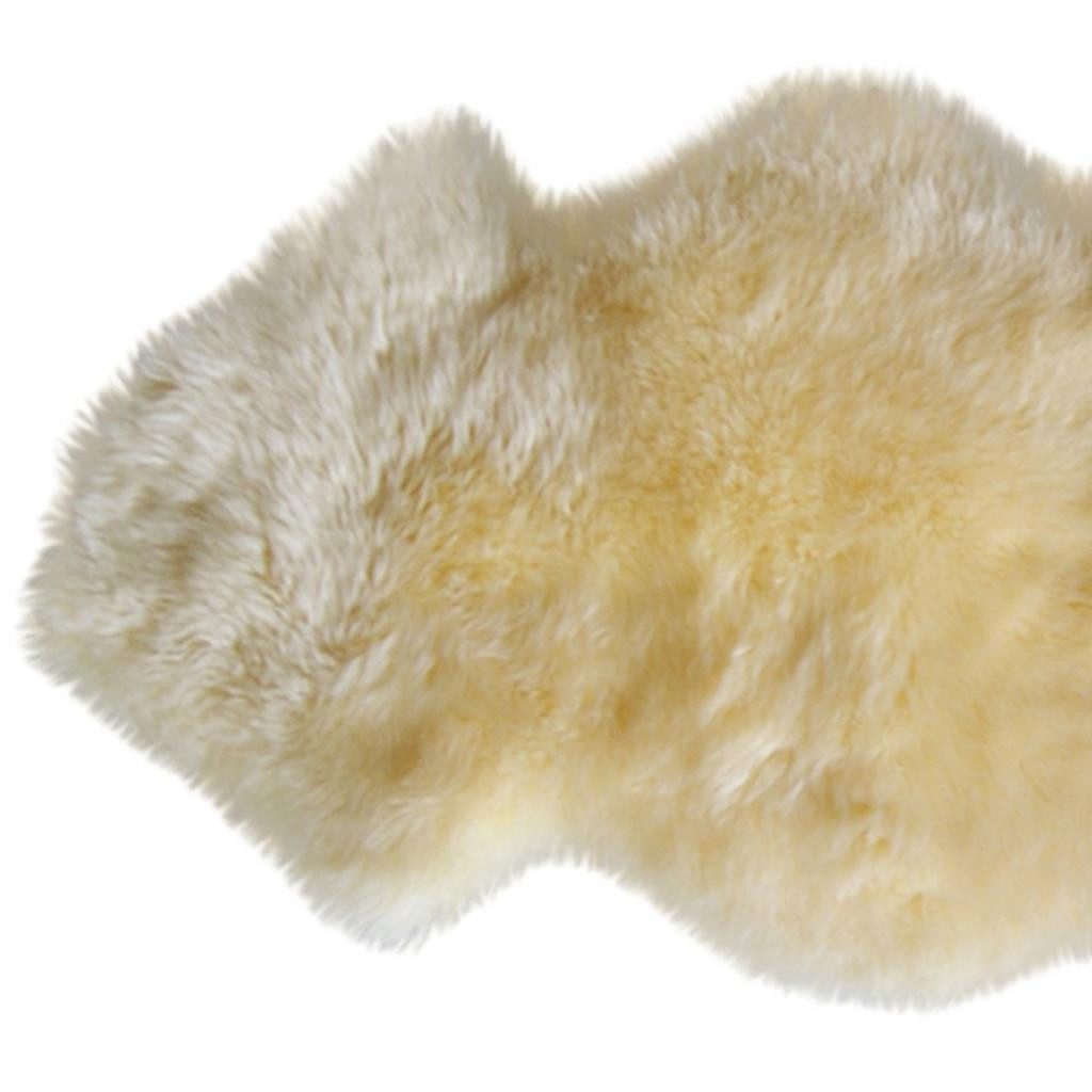 6′ Gold and White Wool Shag Sheepskin Runner