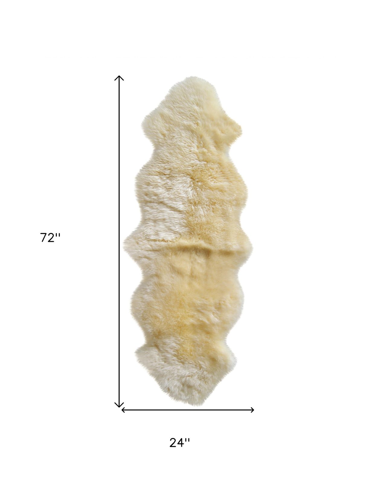 6′ Gold and White Wool Shag Sheepskin Runner