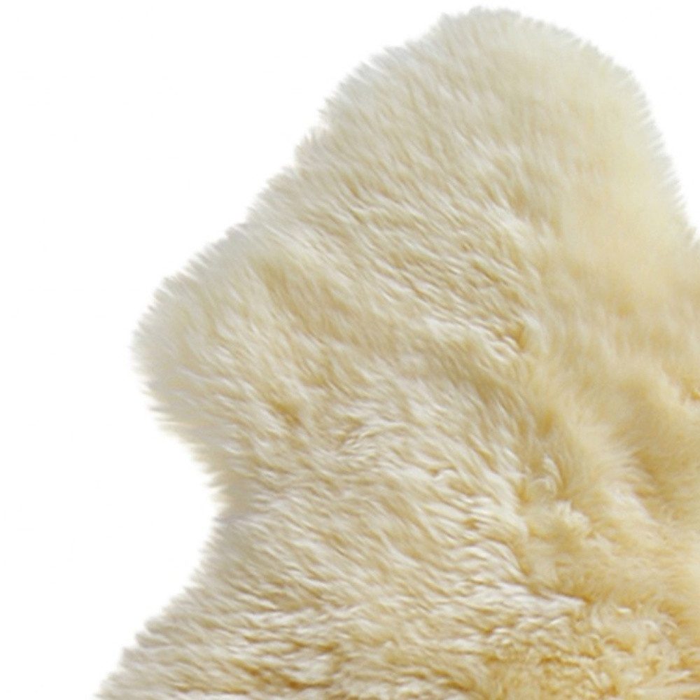 6′ Gold and White Wool Shag Sheepskin Runner