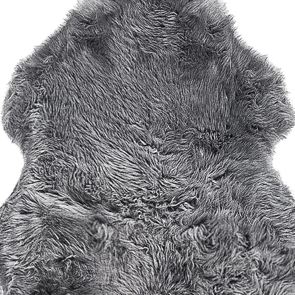 6′ Gray Genuine Sheepskin Animal Print Shag Area Rug