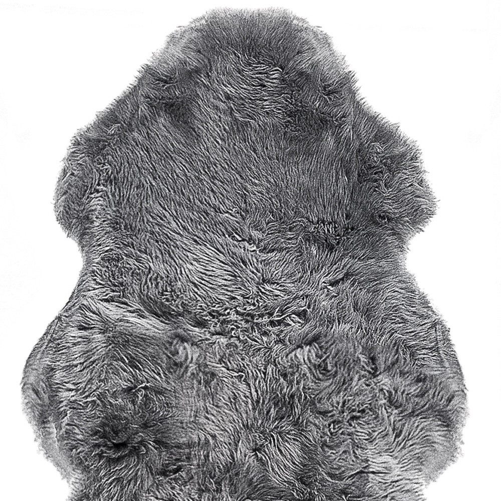 6′ Gray Genuine Sheepskin Animal Print Shag Area Rug