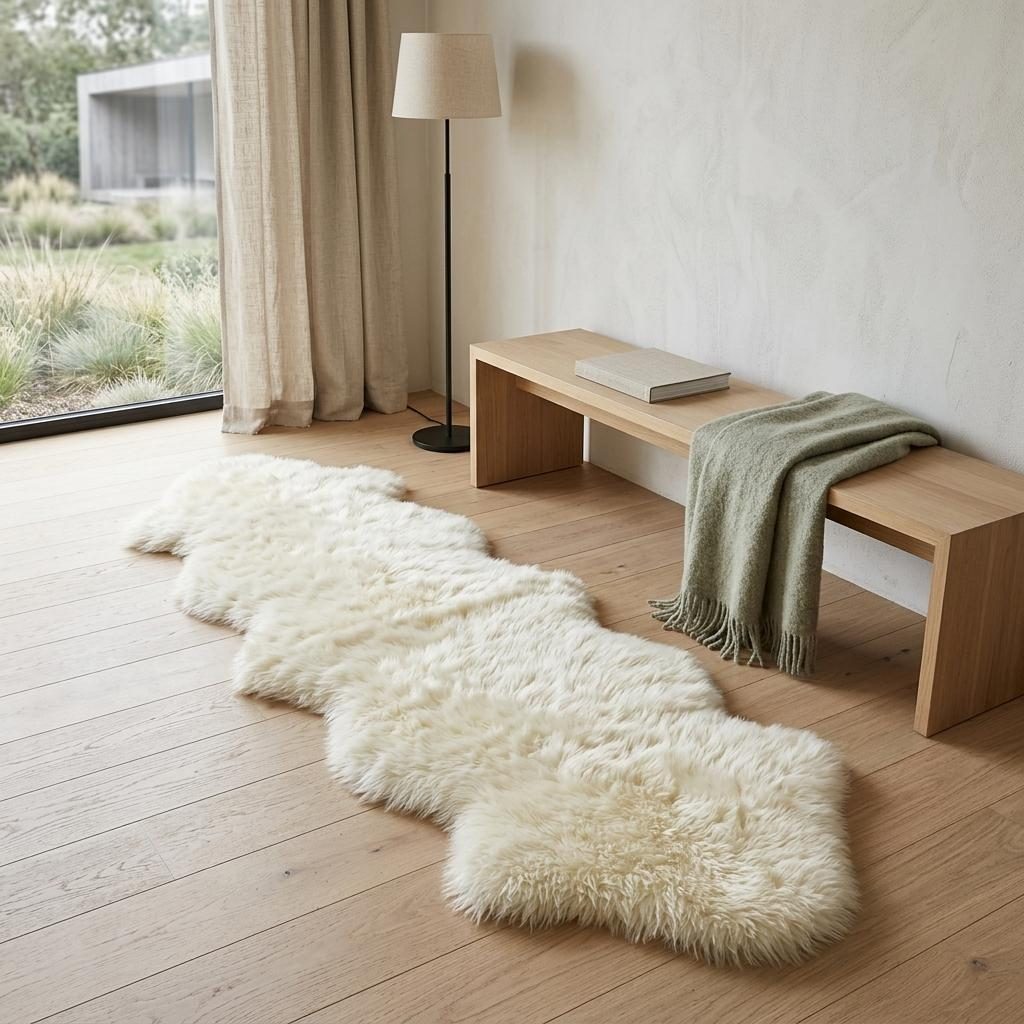6′ Natural Genuine Sheepskin Animal Print Shag Area Rug