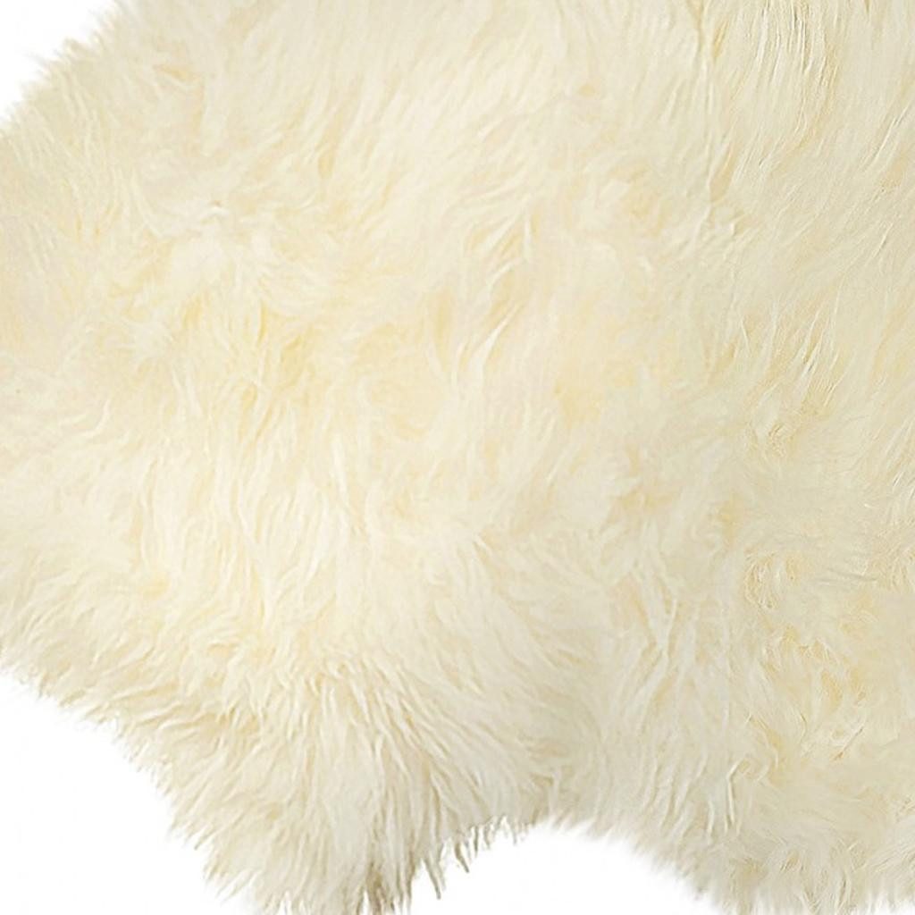 6′ Natural Genuine Sheepskin Animal Print Shag Area Rug