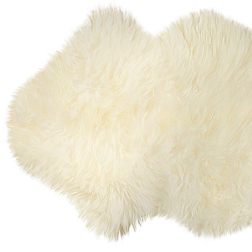 6′ Natural Genuine Sheepskin Animal Print Shag Area Rug