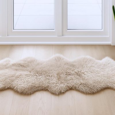 6′ Taupe Genuine Sheepskin Area Rug