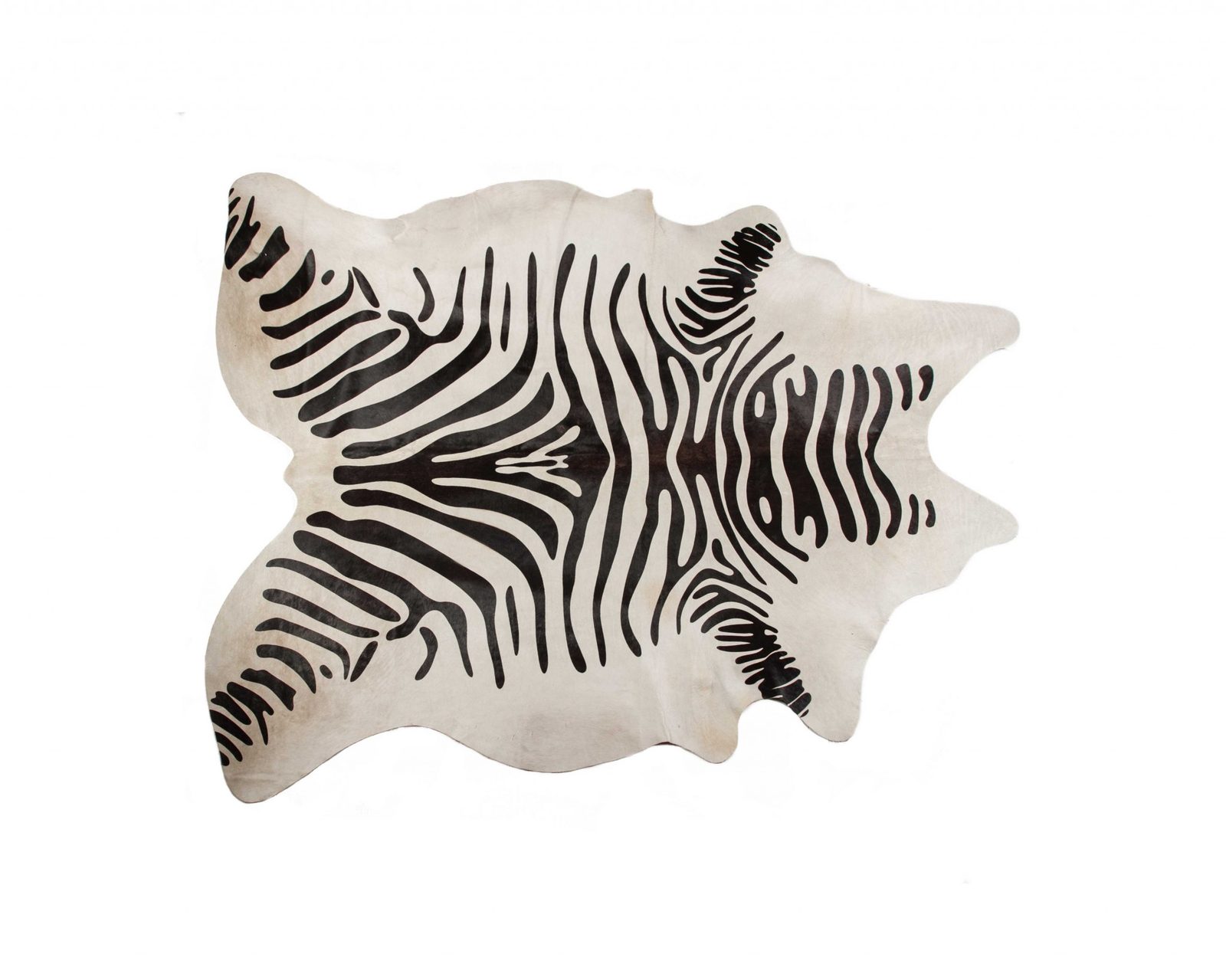 6′ X 7′ Black and Off-White Zebra Cowhide Area Rug