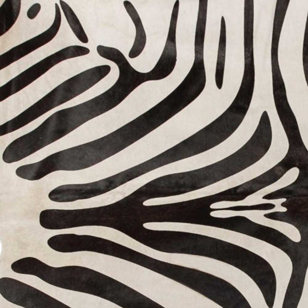 6′ X 7′ Black and Off-White Zebra Cowhide Area Rug