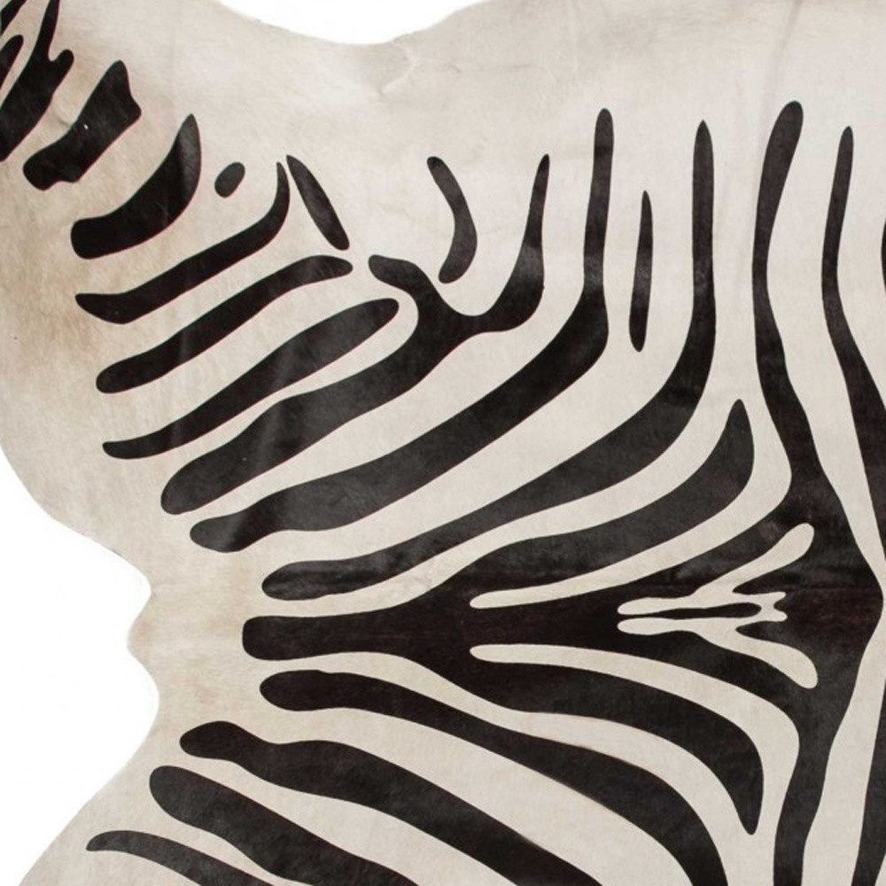 6′ X 7′ Black and Off-White Zebra Cowhide Area Rug