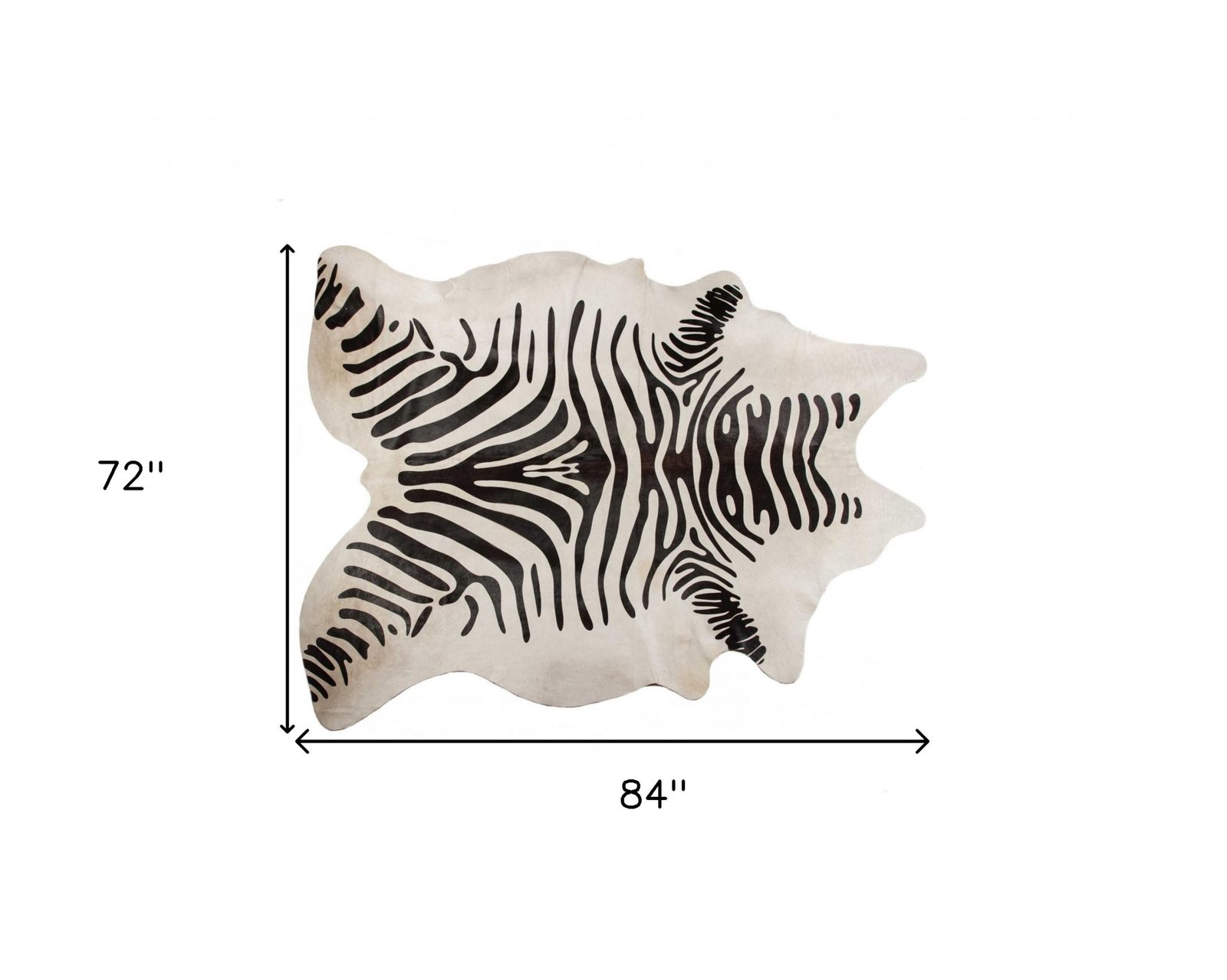 6′ X 7′ Black and Off-White Zebra Cowhide Area Rug