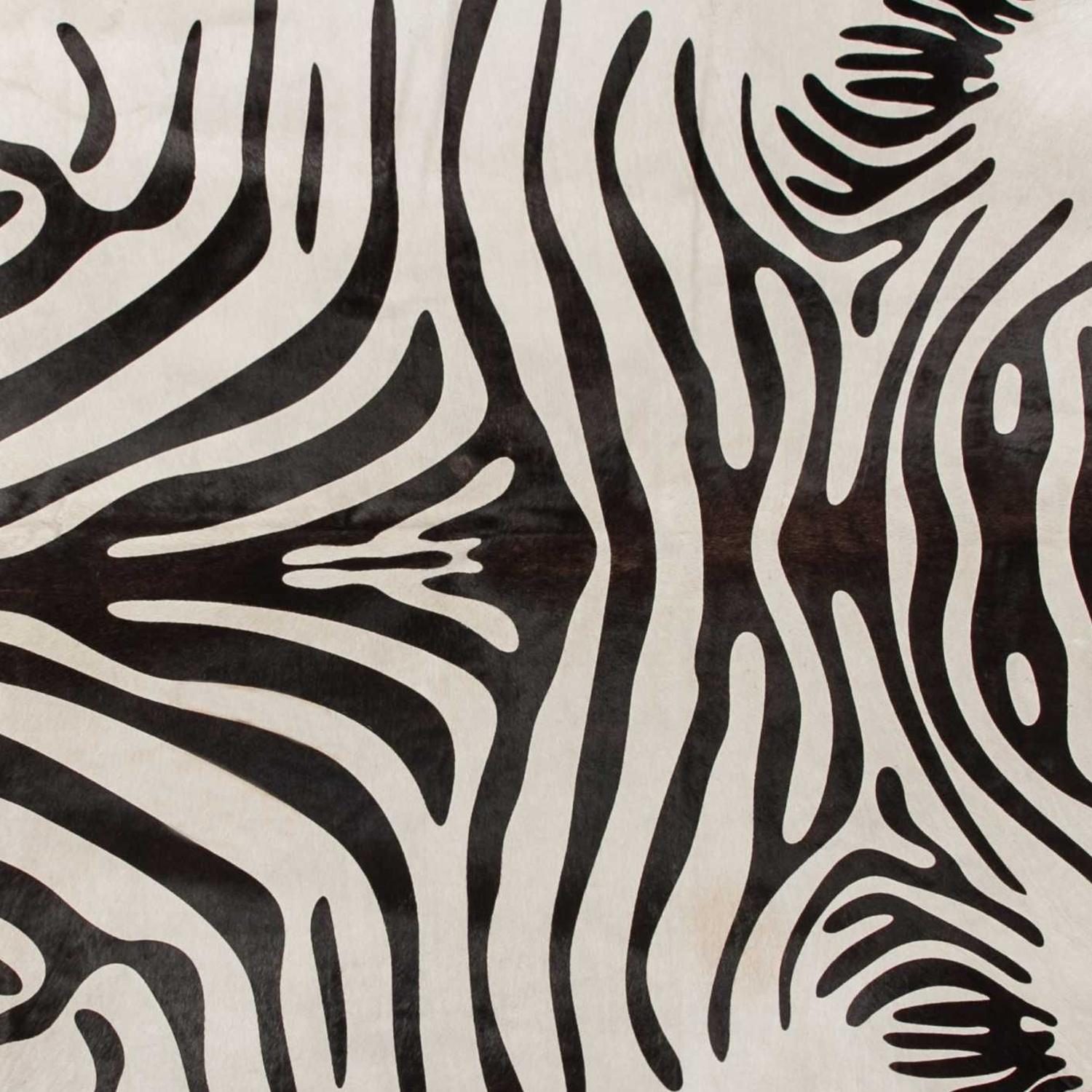 6′ X 7′ Black and Off-White Zebra Cowhide Area Rug
