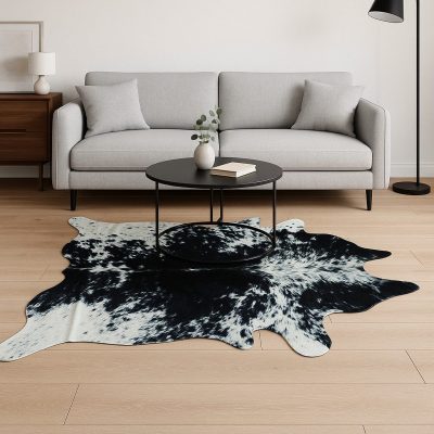 6′ X 7′ Black And White Cowhide Area Rug II