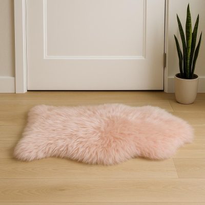 2′ X 3′ Pink Genuine Sheepskin Shag Area Rug