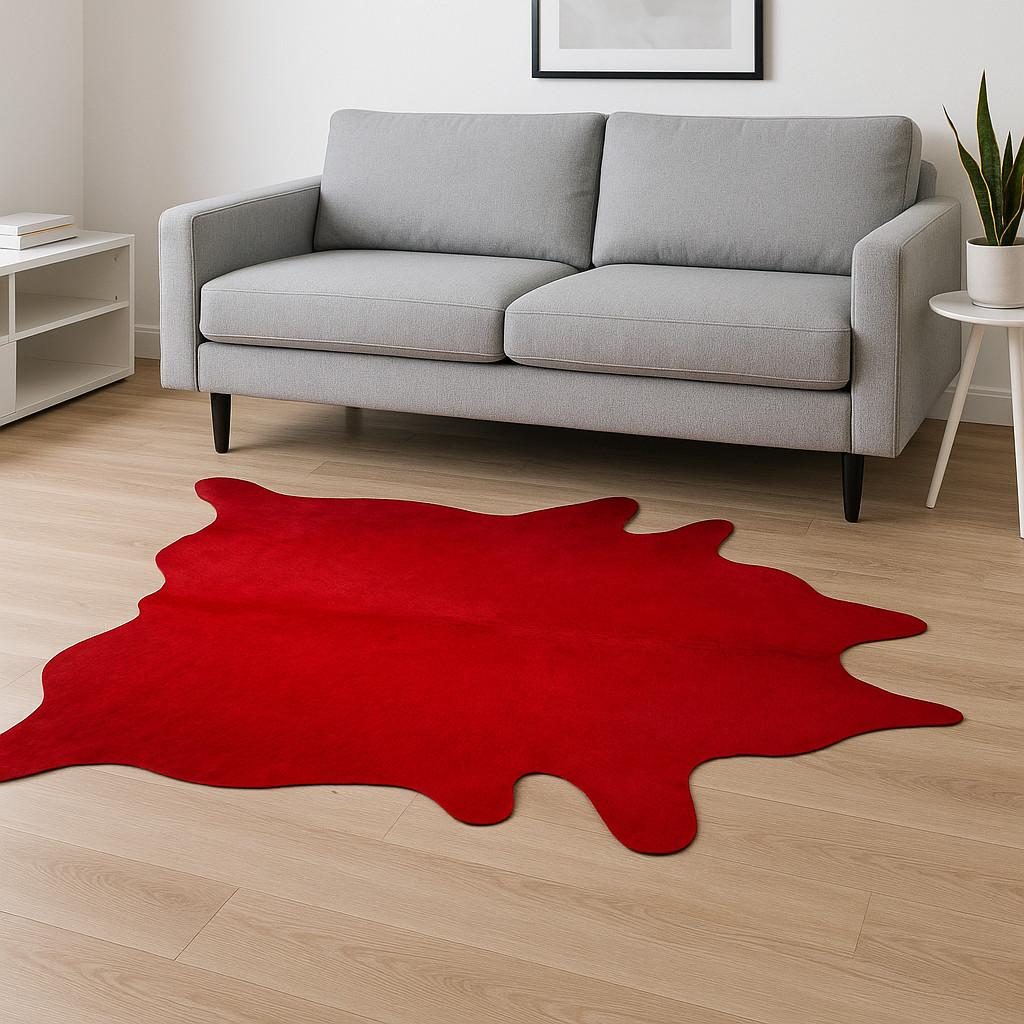 6′ X 7′ Red Cowhide Area Rug