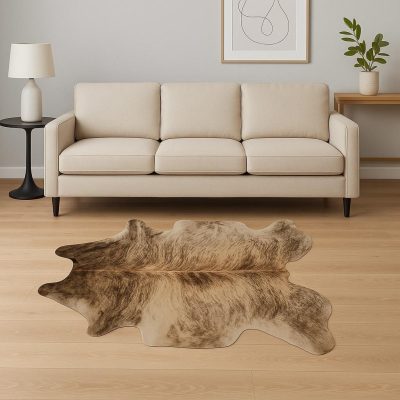 6′ × 7′ Brown Cowhide Print Area Rug