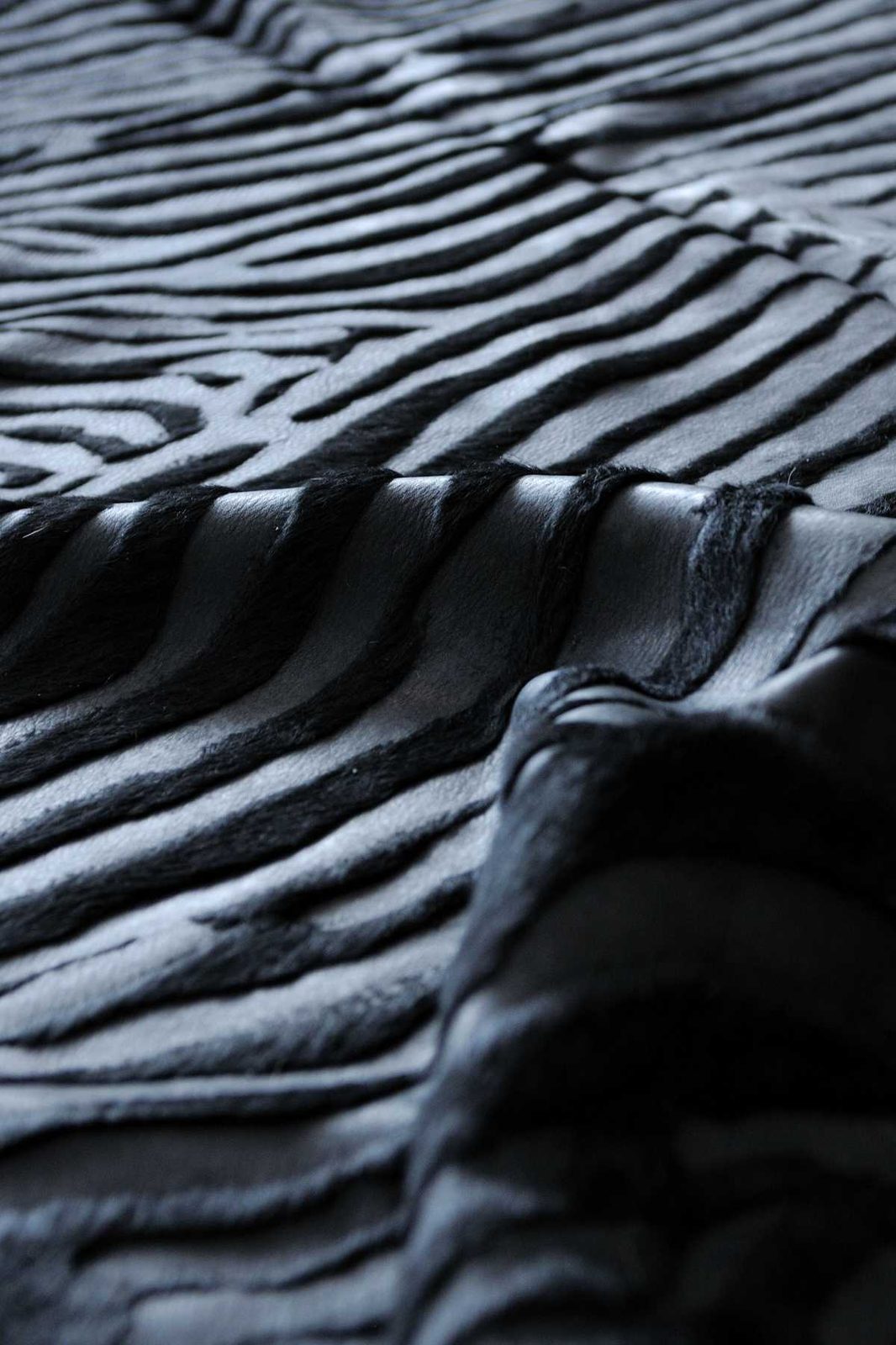 6′ X 7′ Black Cowhide Handmade Area Rug