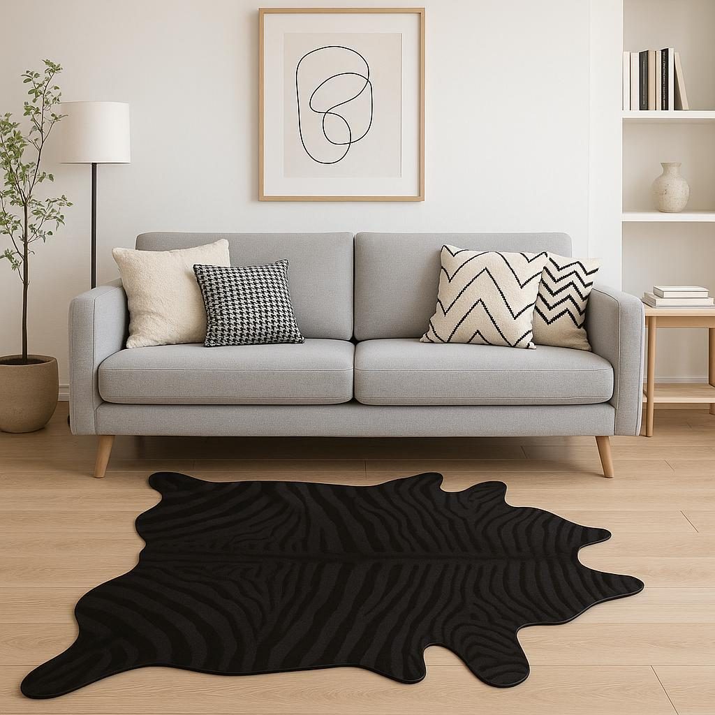 6′ X 7′ Black Cowhide Handmade Area Rug