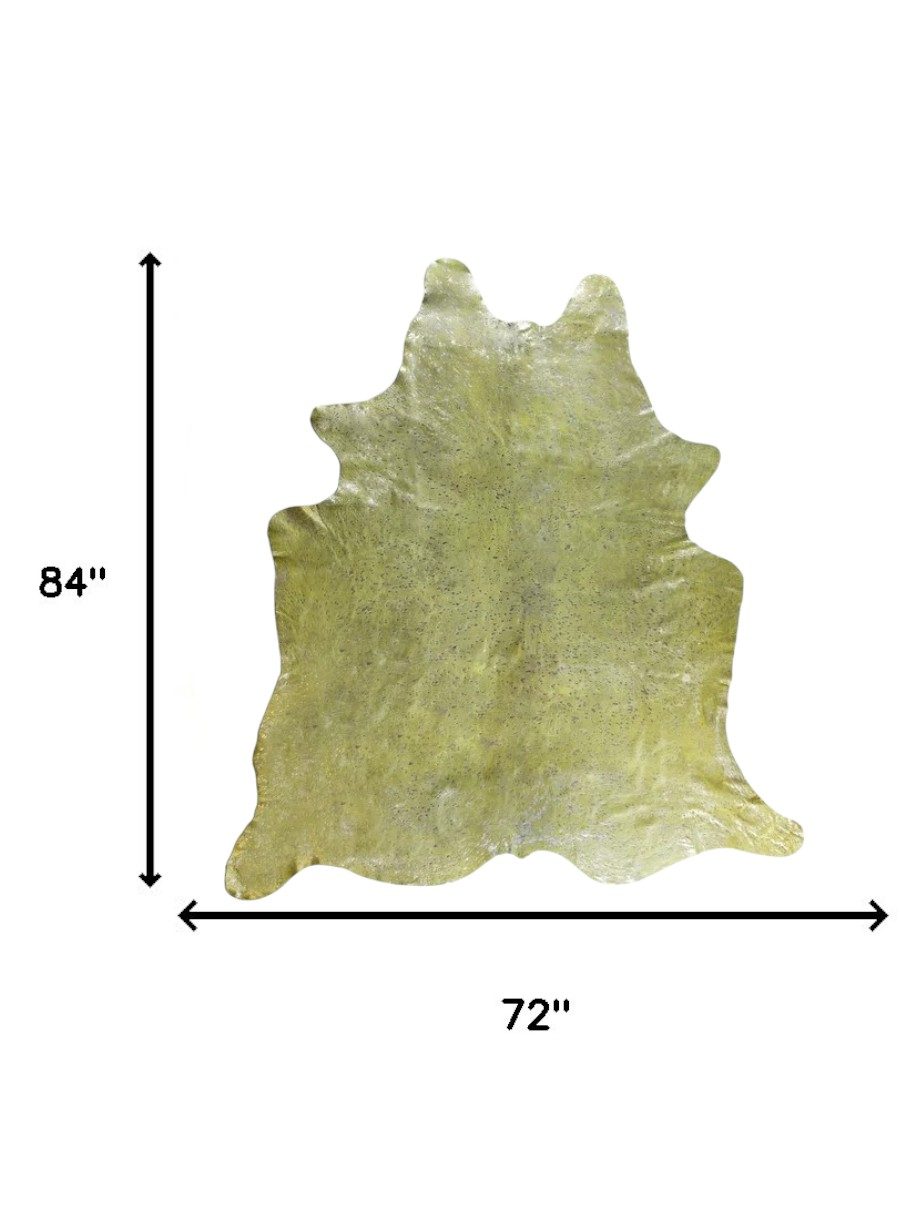 6′ X 7′ Lime Green Cowhide Print Area Rug