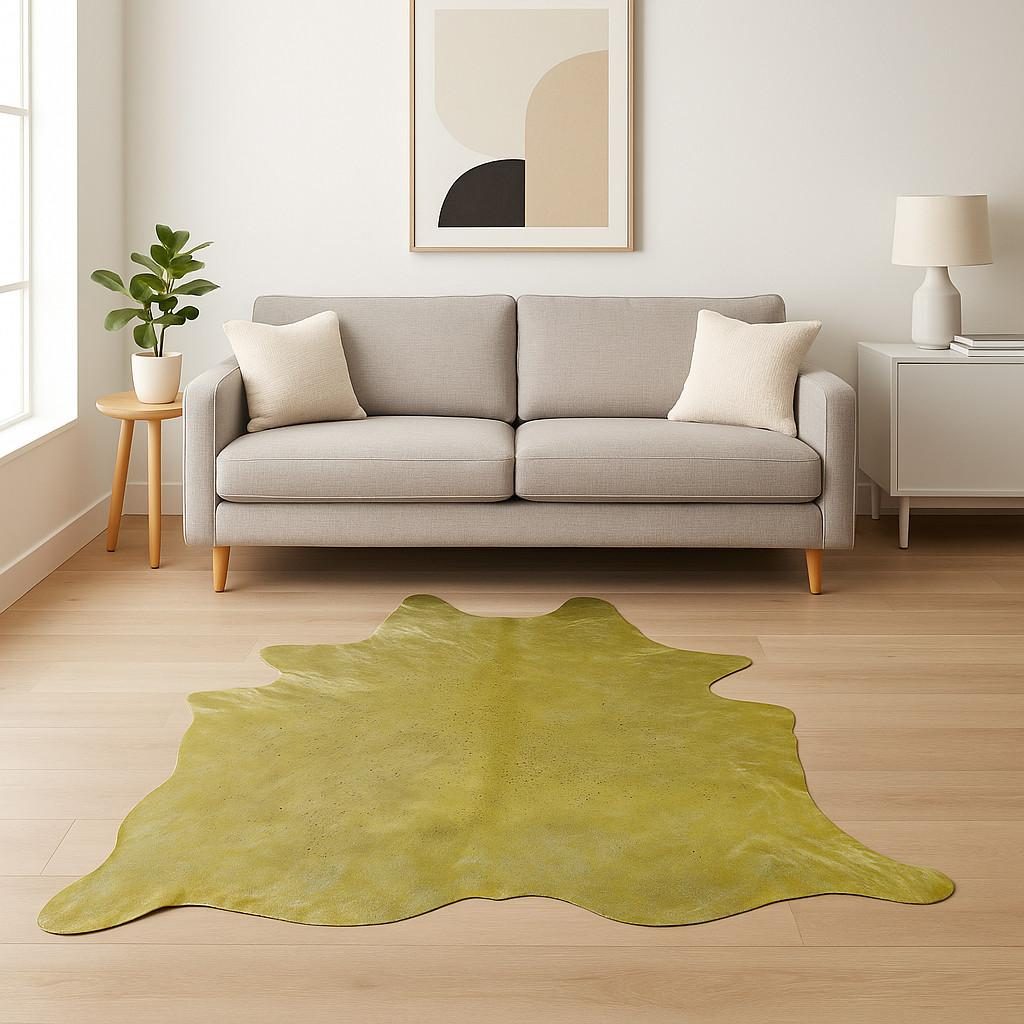 6′ X 7′ Lime Green Cowhide Print Area Rug