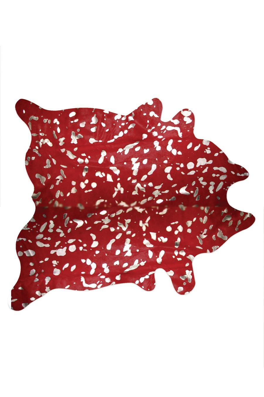 6′ X 7′ Red And Silver Cowhide Area Rug