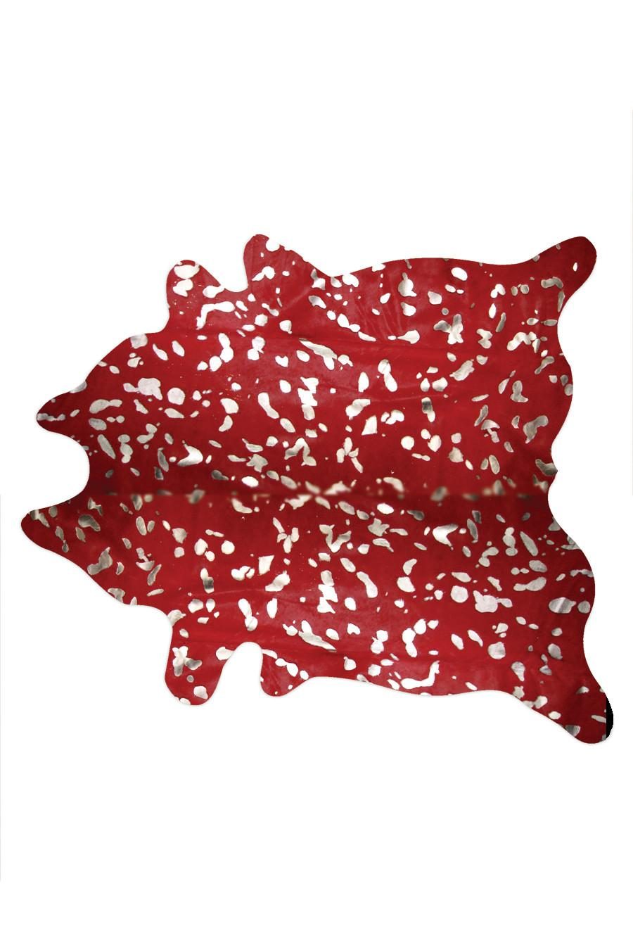6′ X 7′ Red And Silver Cowhide Area Rug