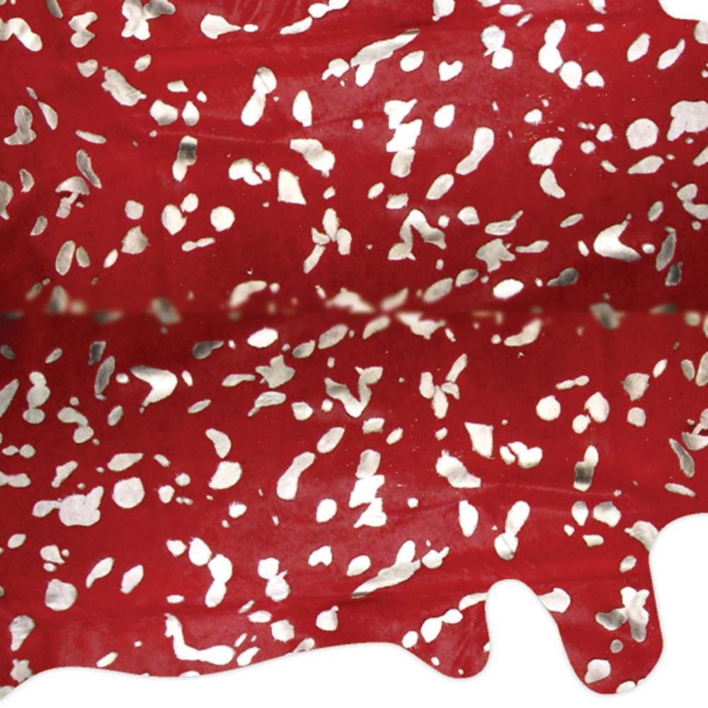 6′ X 7′ Red And Silver Cowhide Area Rug