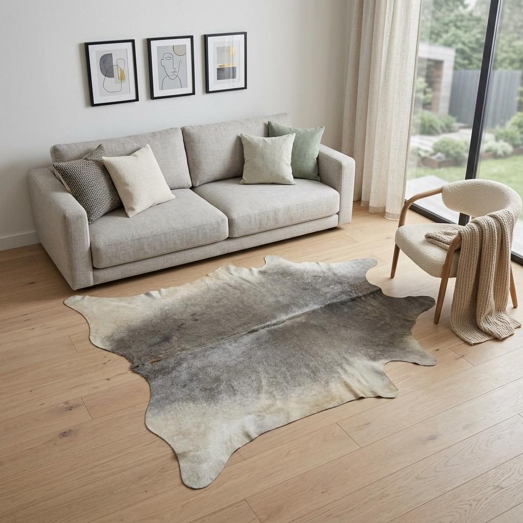 5′ X 7′ Gray Cowhide Area Rug